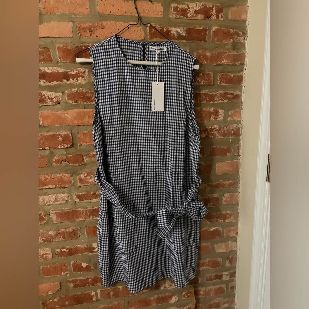 Reformation Gingham Sleeveless Shift Dress